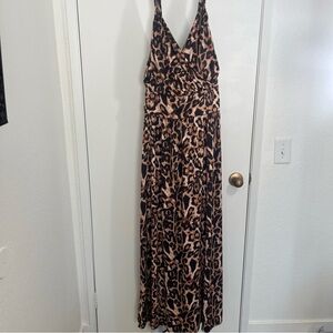 Venus Leopard Print Maxi Dress Brown & Black Sz 3X Sun Dress Resort Vacay Spring